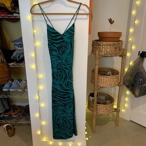 Green zebra print dress